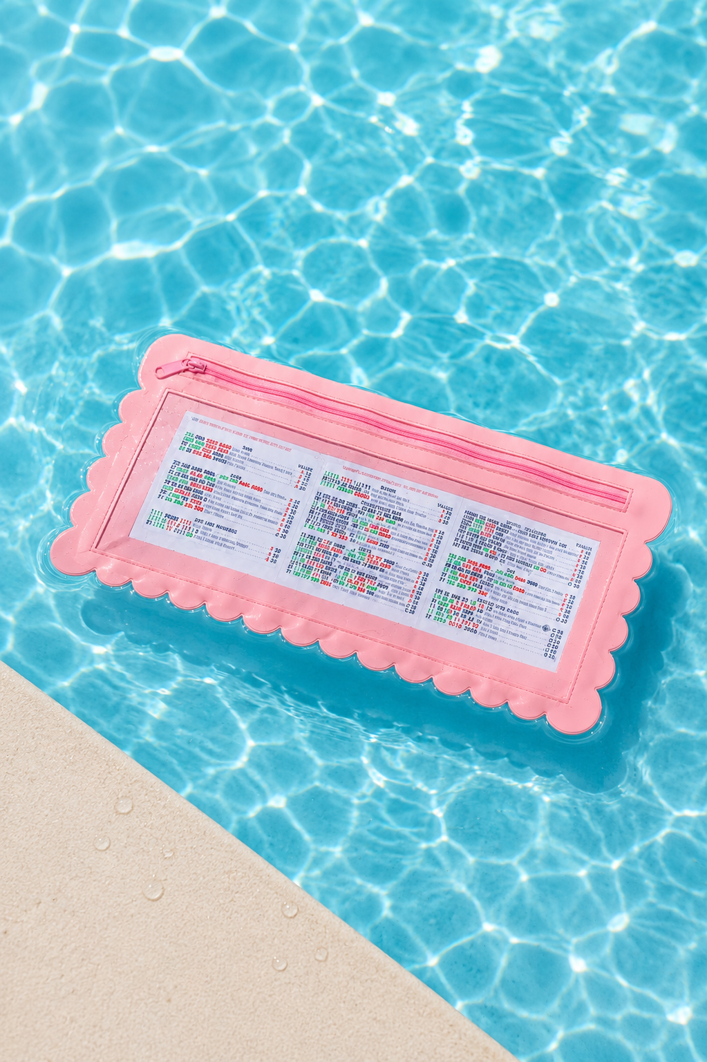 Splash-Proof Mahjong Card Holder for Pool Mahjong - Pink Scallops LARGE SIZE