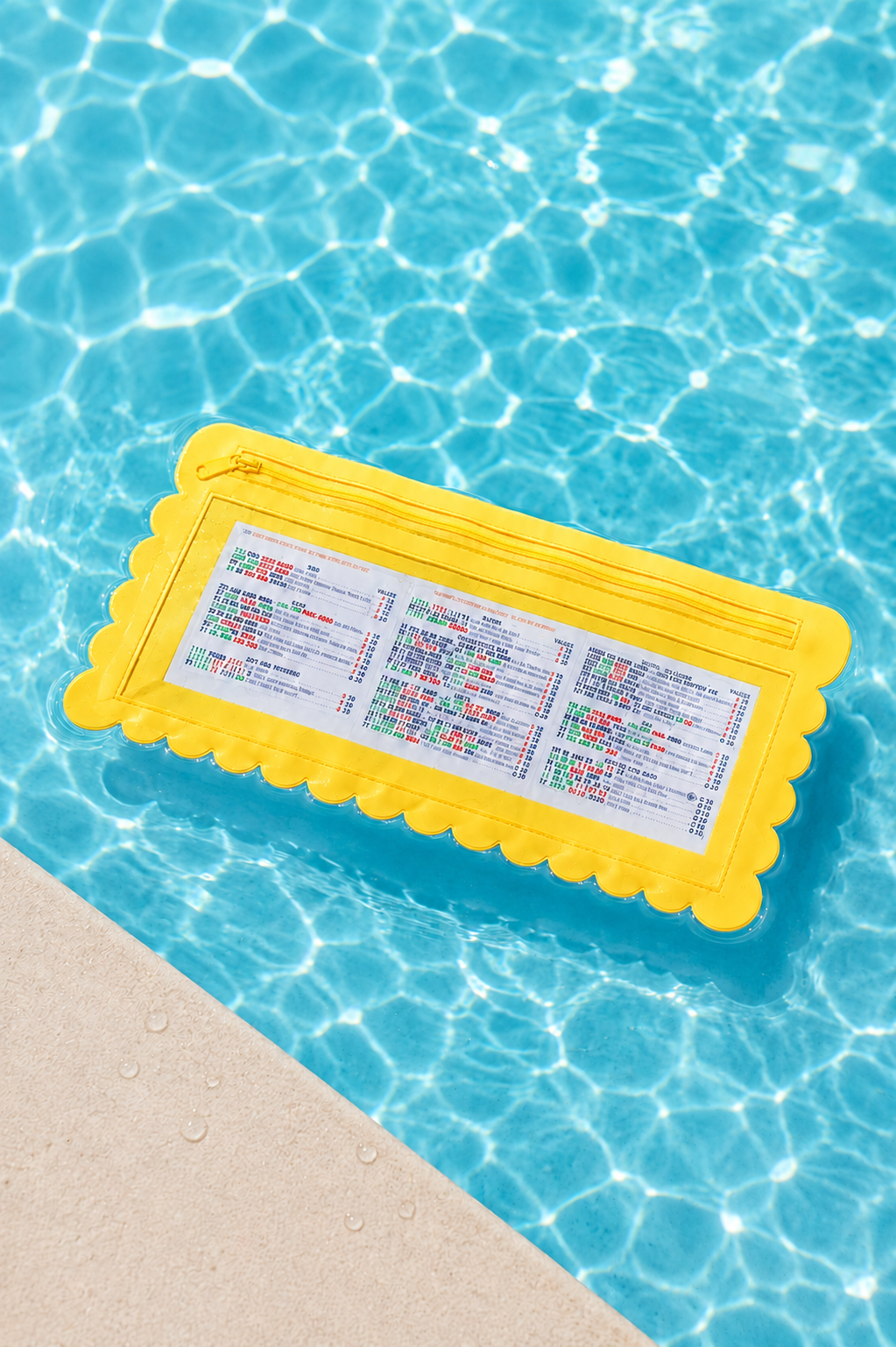 Splash-Proof Mahjong Card Holder for Pool Mahjong - Yellow Scallops STANDARD SIZE