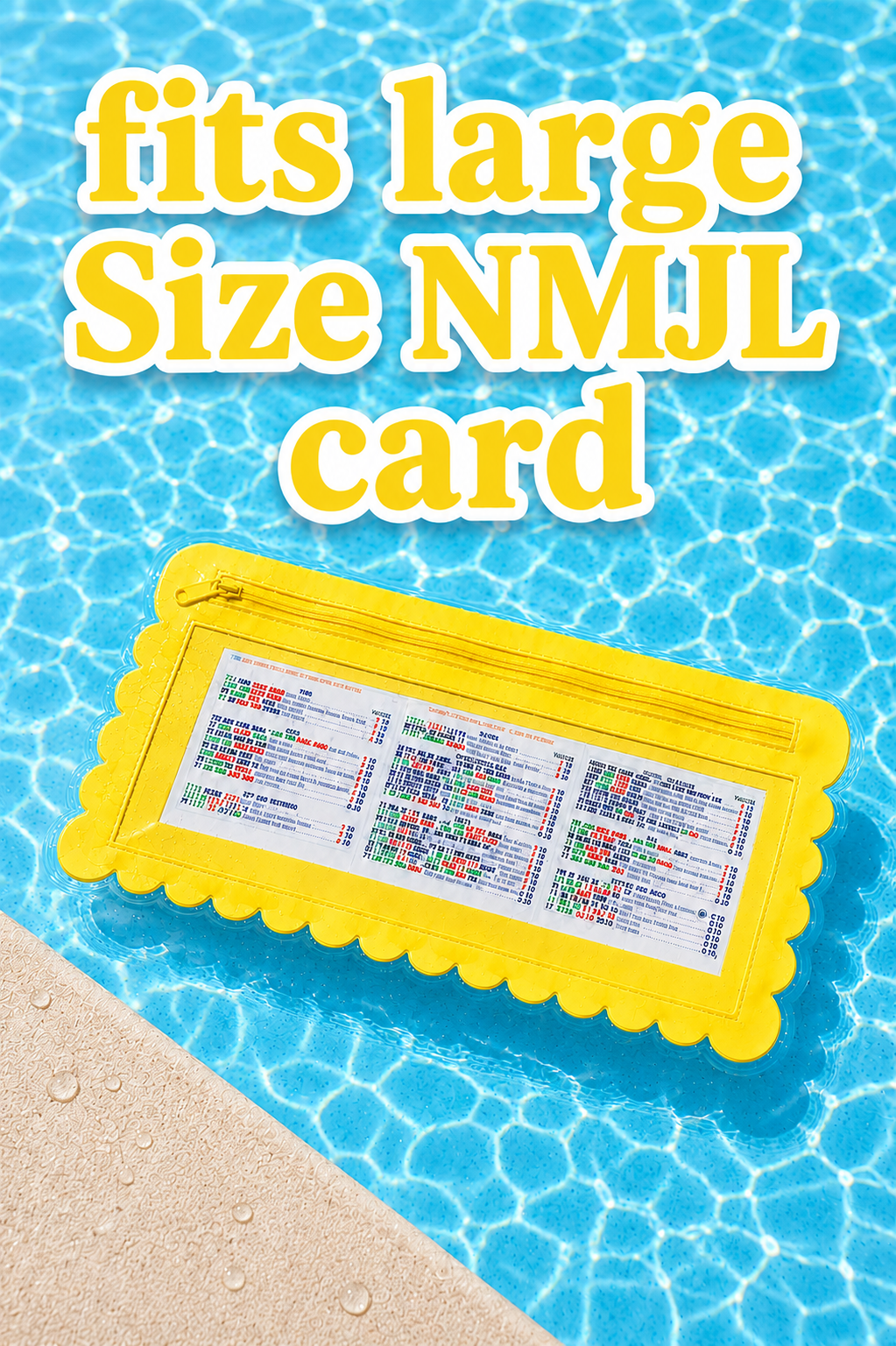 Splash-Proof Mahjong Card Holder for Pool Mahjong - Yellow Scallops LARGE SIZE