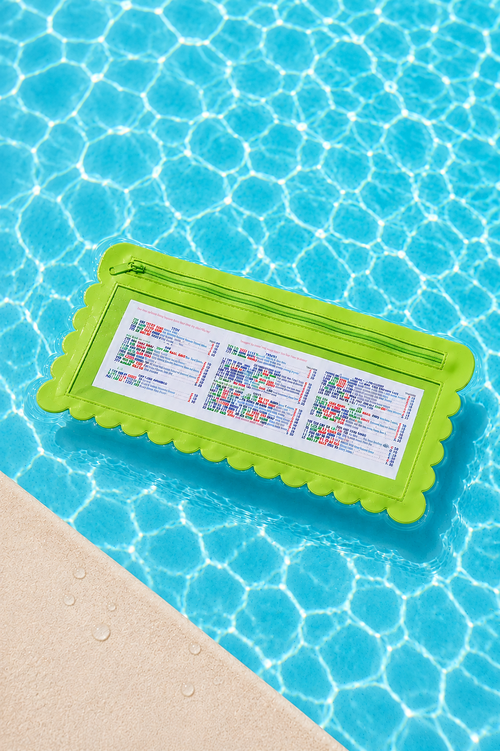 Splash-Proof Mahjong Card Holder for Pool Mahjong - Green Scallops STANDARD SIZE