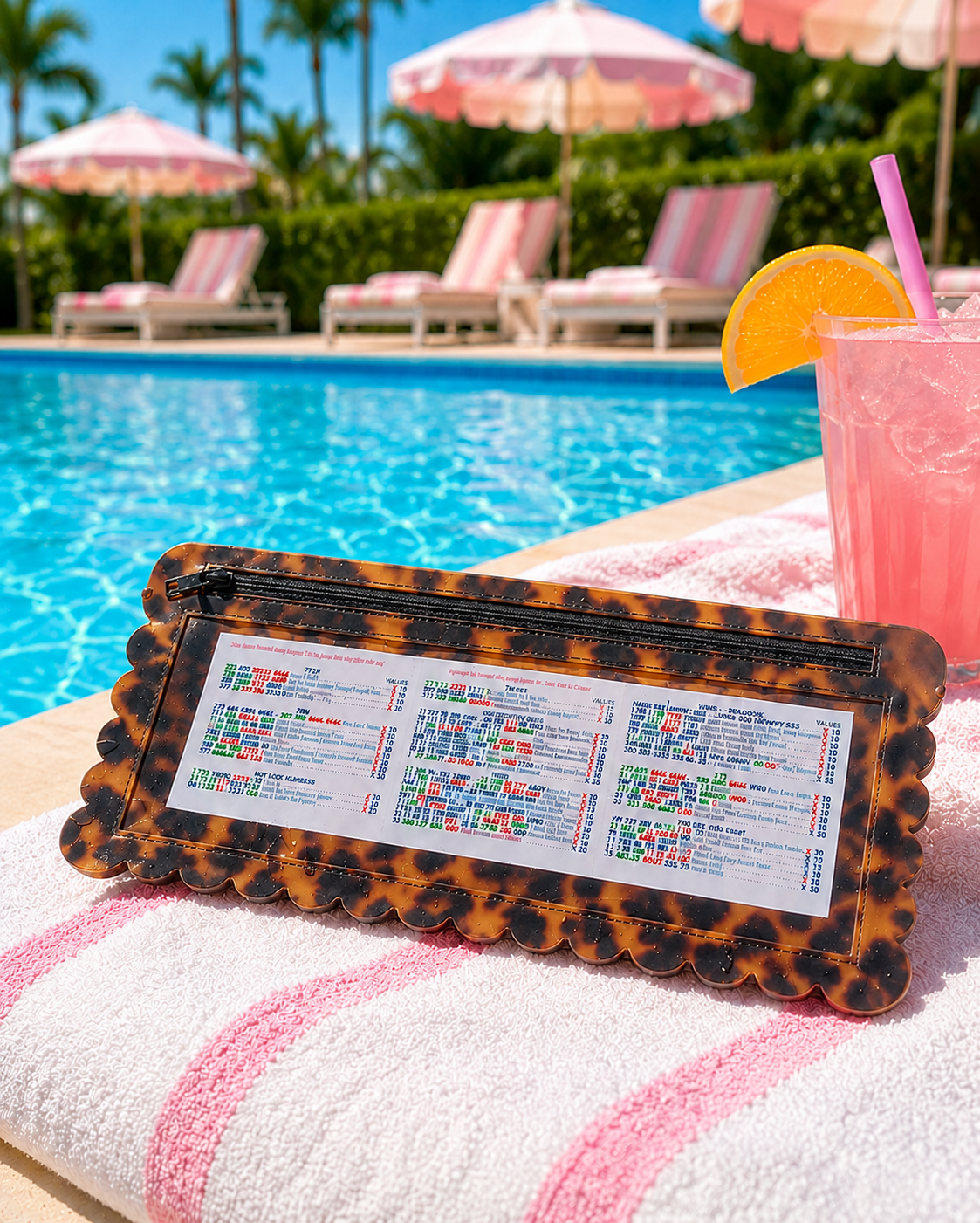 Splash-Proof Mahjong Card Holder for Pool Mahjong - Tortoise Scallops STANDARD SIZE