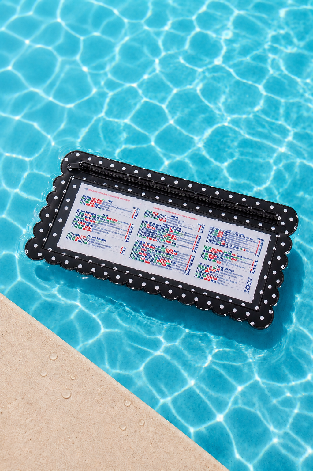 Splash-Proof Mahjong Card Holder for Pool Mahjong - Polka Dot Scallops LARGE SIZE