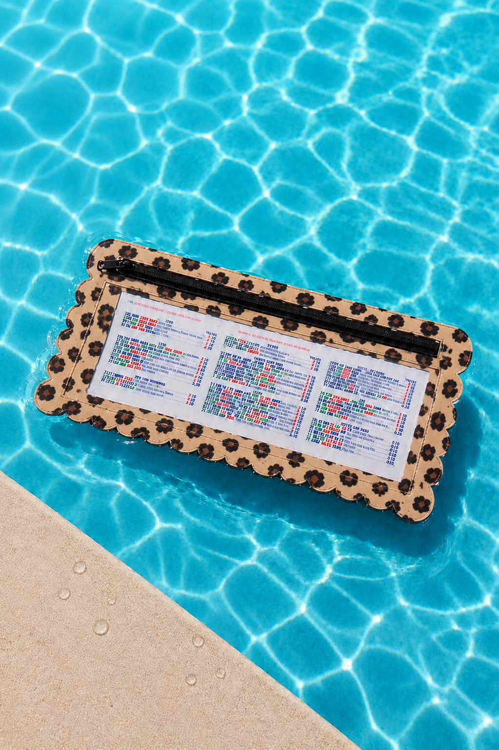 Splash-Proof Mahjong Card Holder for Pool Mahjong - Cheetah Scallops LARGE SIZE