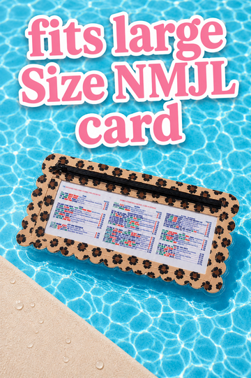 Splash-Proof Mahjong Card Holder for Pool Mahjong - Cheetah Scallops LARGE SIZE