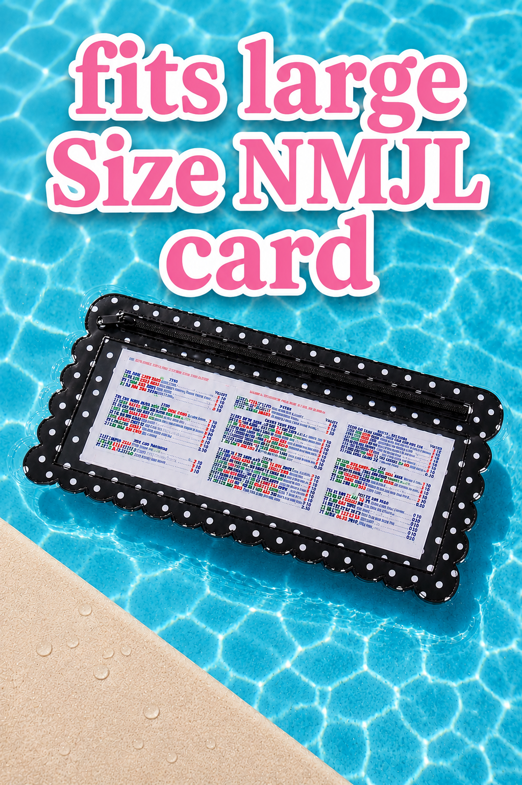 Splash-Proof Mahjong Card Holder for Pool Mahjong - Polka Dot Scallops LARGE SIZE