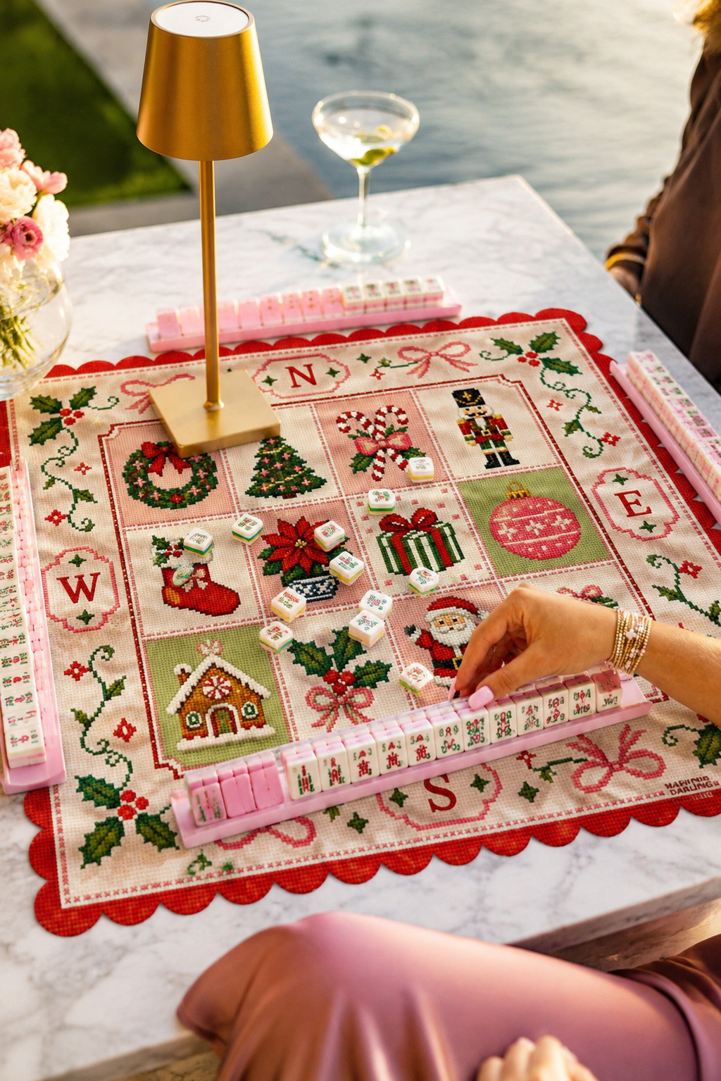 Christmas Needlepoint Mahjong Mat
