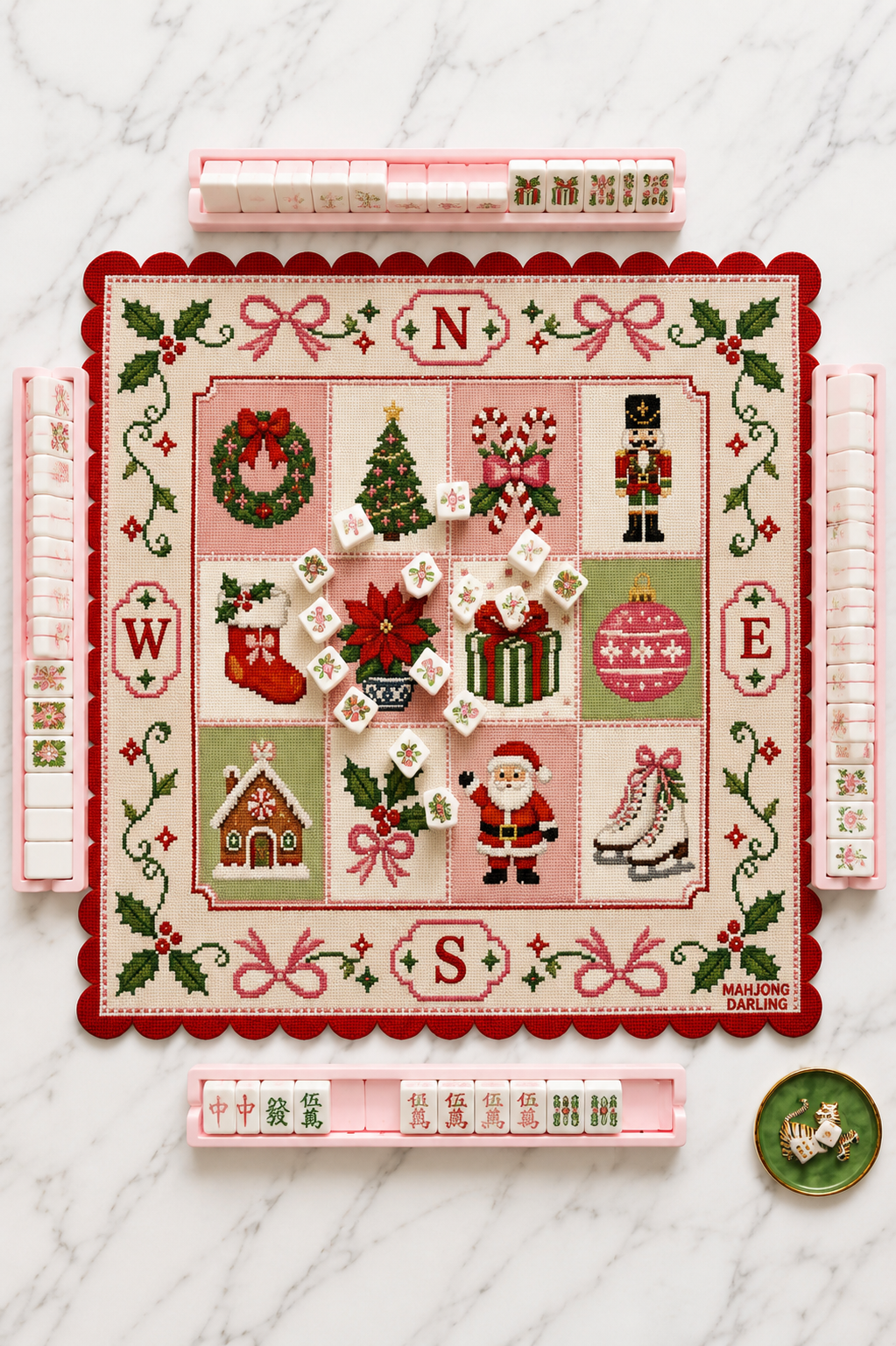 Christmas Needlepoint Mahjong Mat