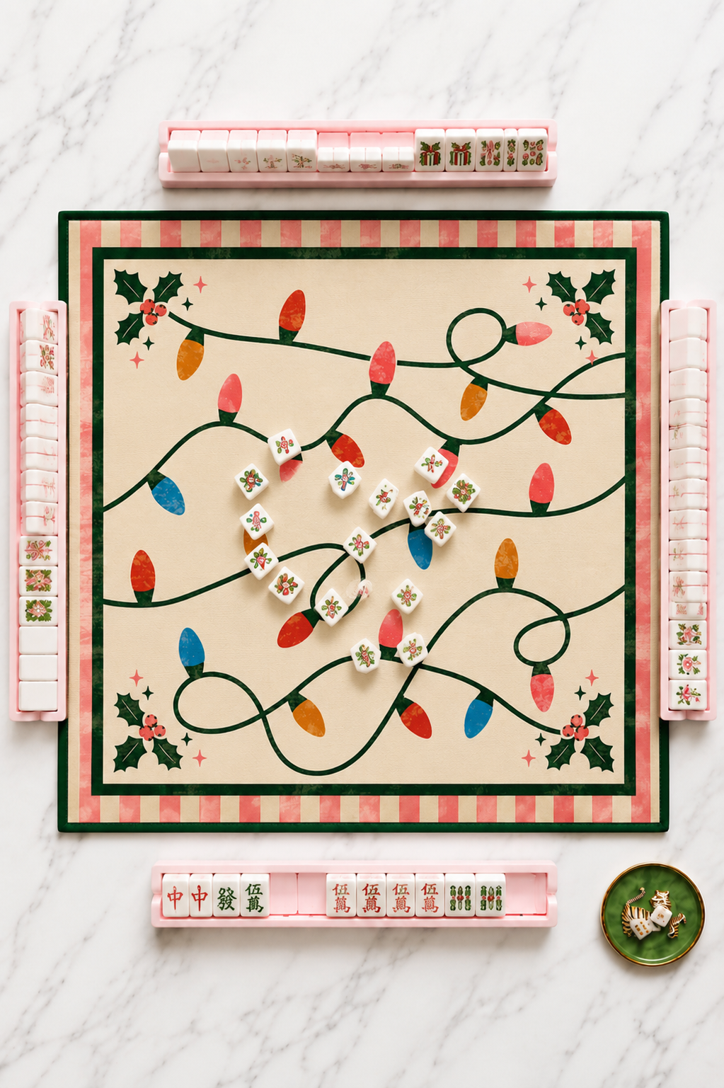 Holiday Lights Christmas Needlepoint Mahjong Mat