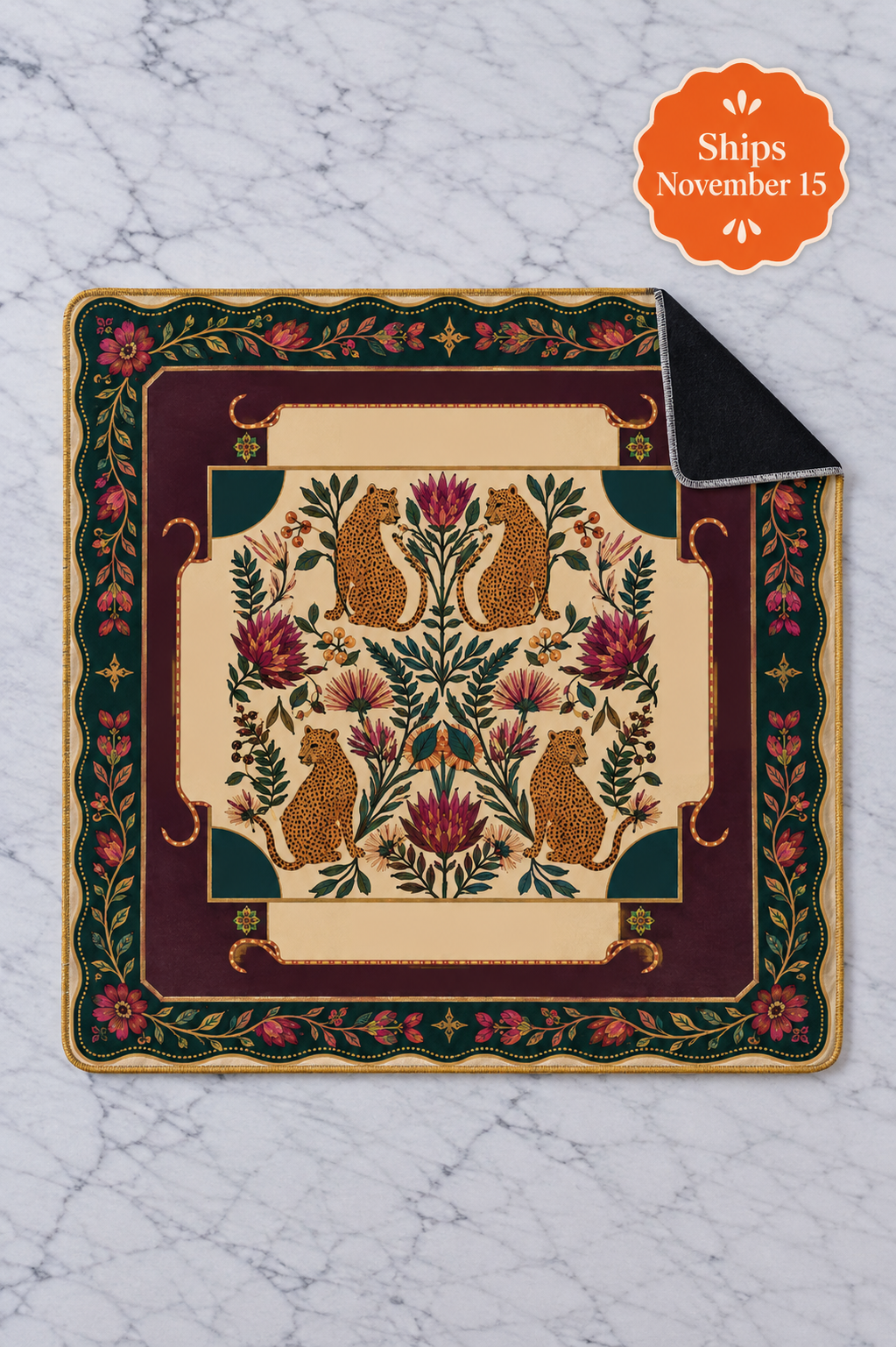 Leopard Jewel Mahjong Mat 33"x33"
