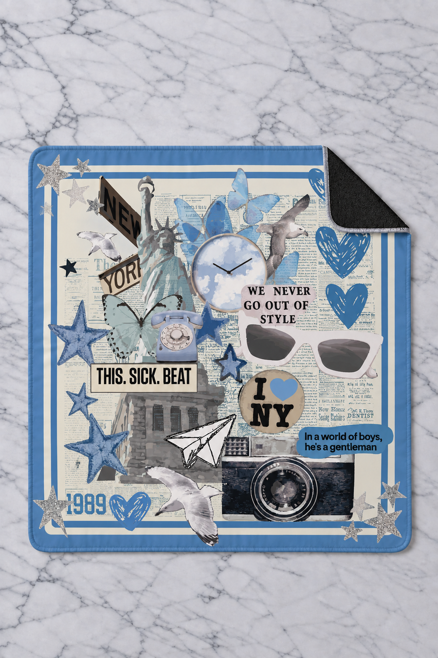 Mahjong Mat in Style Collage 33"x33"
