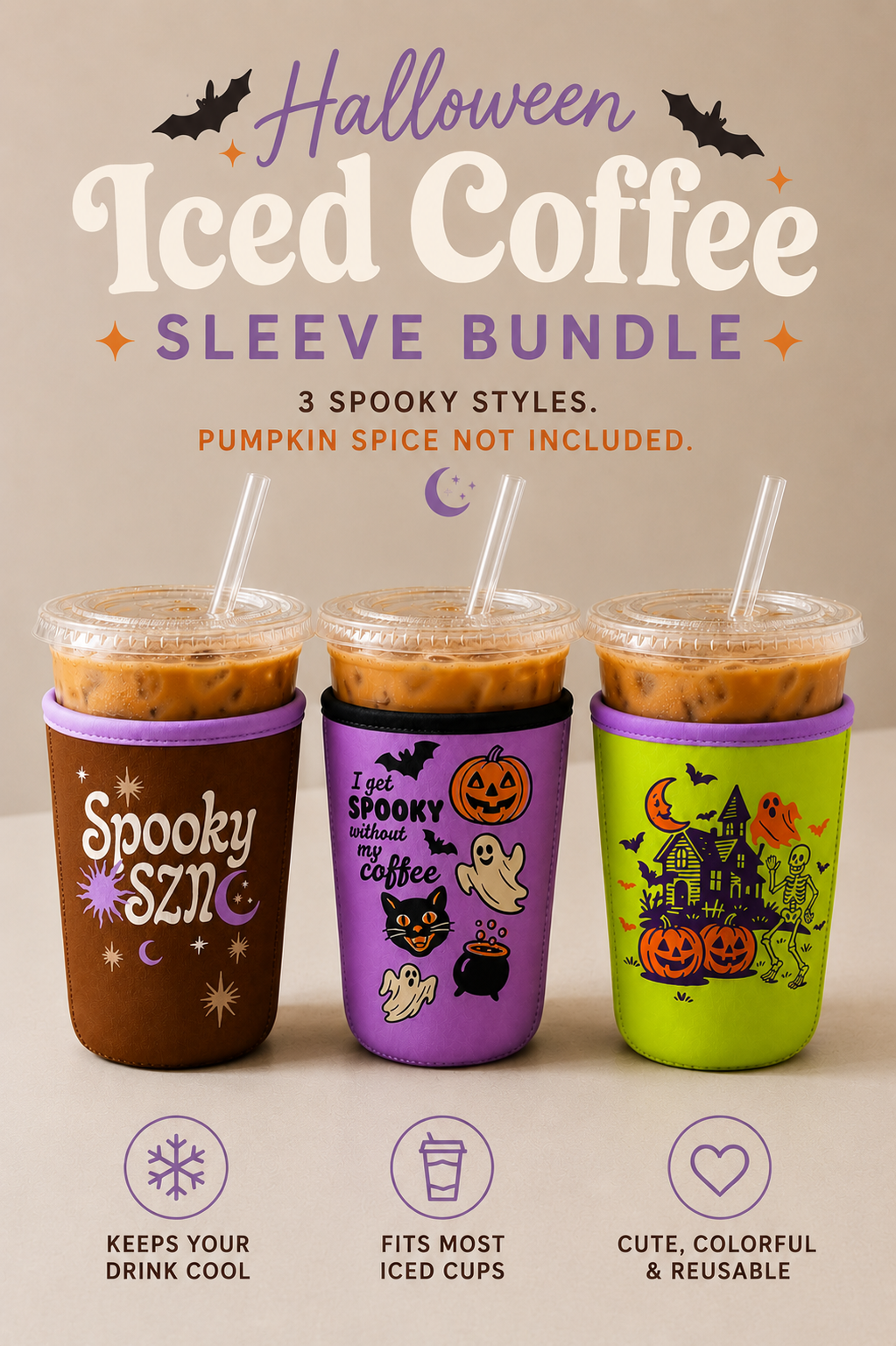 Halloween Iced Coffee Sleeve Bundle