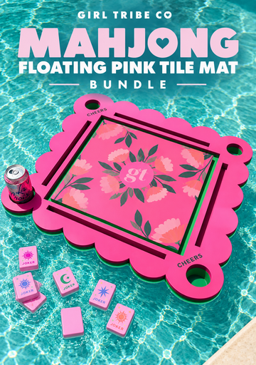 Pink Floating Mahjong Mat and Tiles Bundle