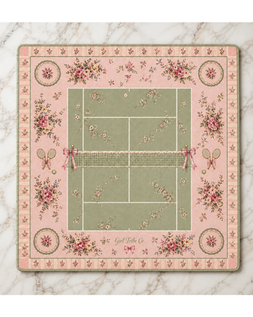 Tennis Court Vintage Floral mahjong mat 33"x33"