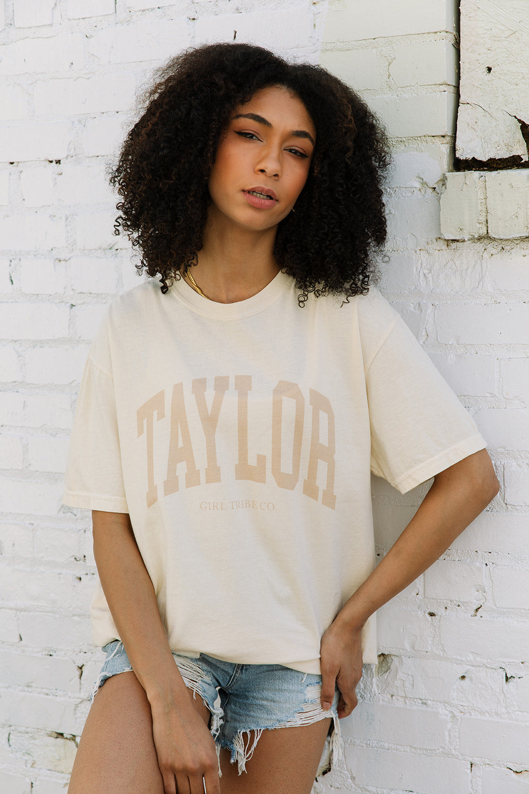Taylor Block Tee in Ivory