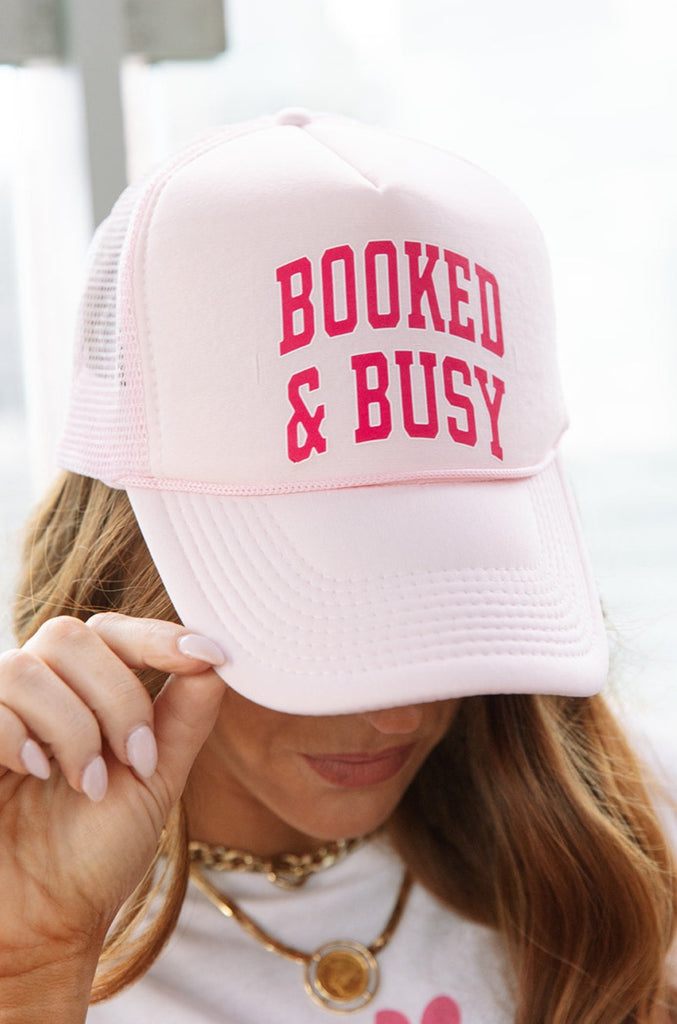Laura Dadisman x Girl Tribe Co. Shop Kick Rocks Collection - Booked and Busy Trucker Hat in Pink