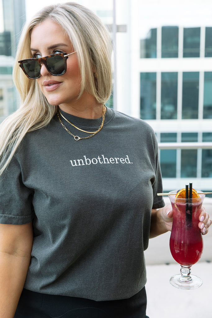 Laura Dadisman x Girl Tribe Co. Shop Kick Rocks Collection - Unbothered Tee in Charcoal