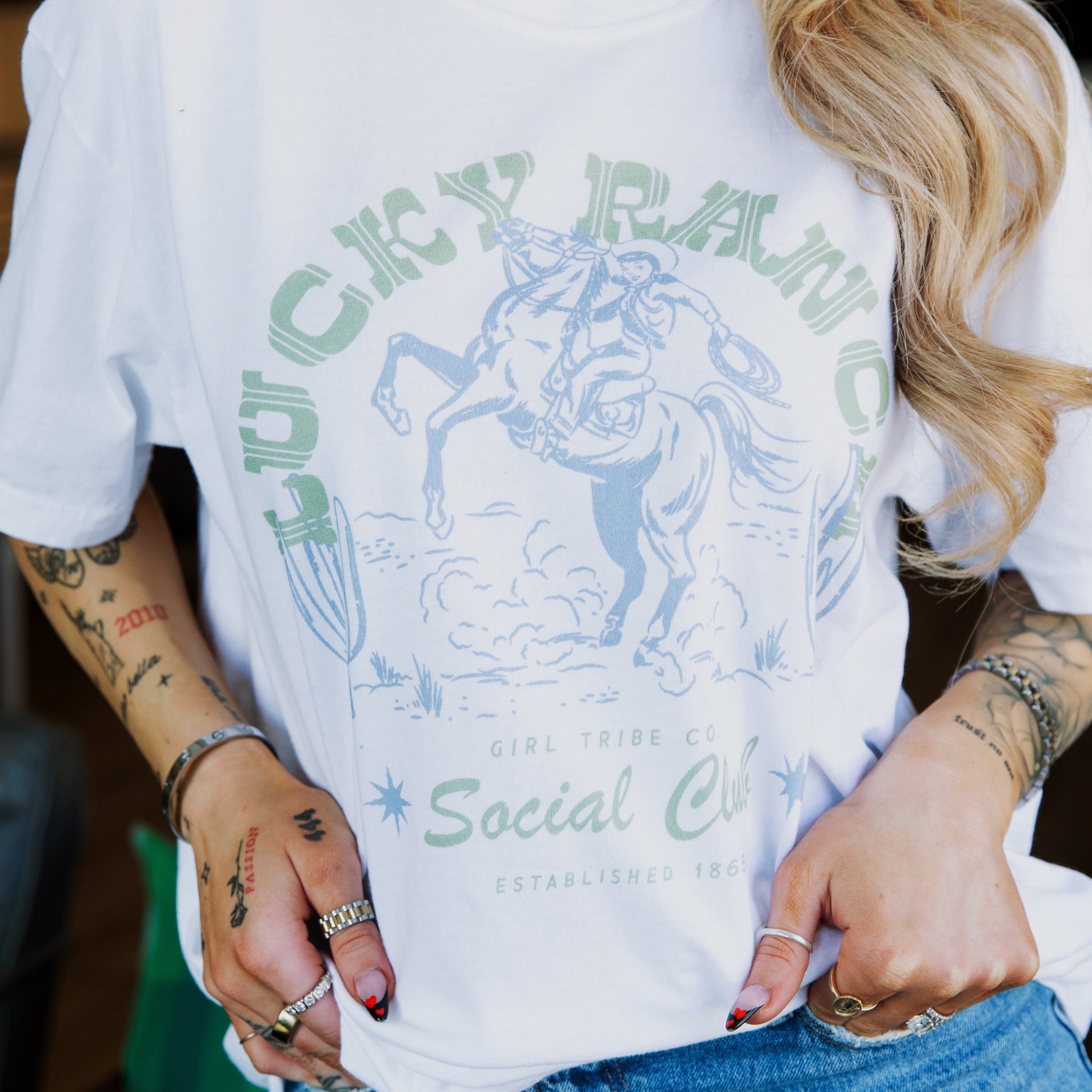  Coastal Cowgirl Collection - Lucky Ranch Social Club Tee - Girl Tribe Co.