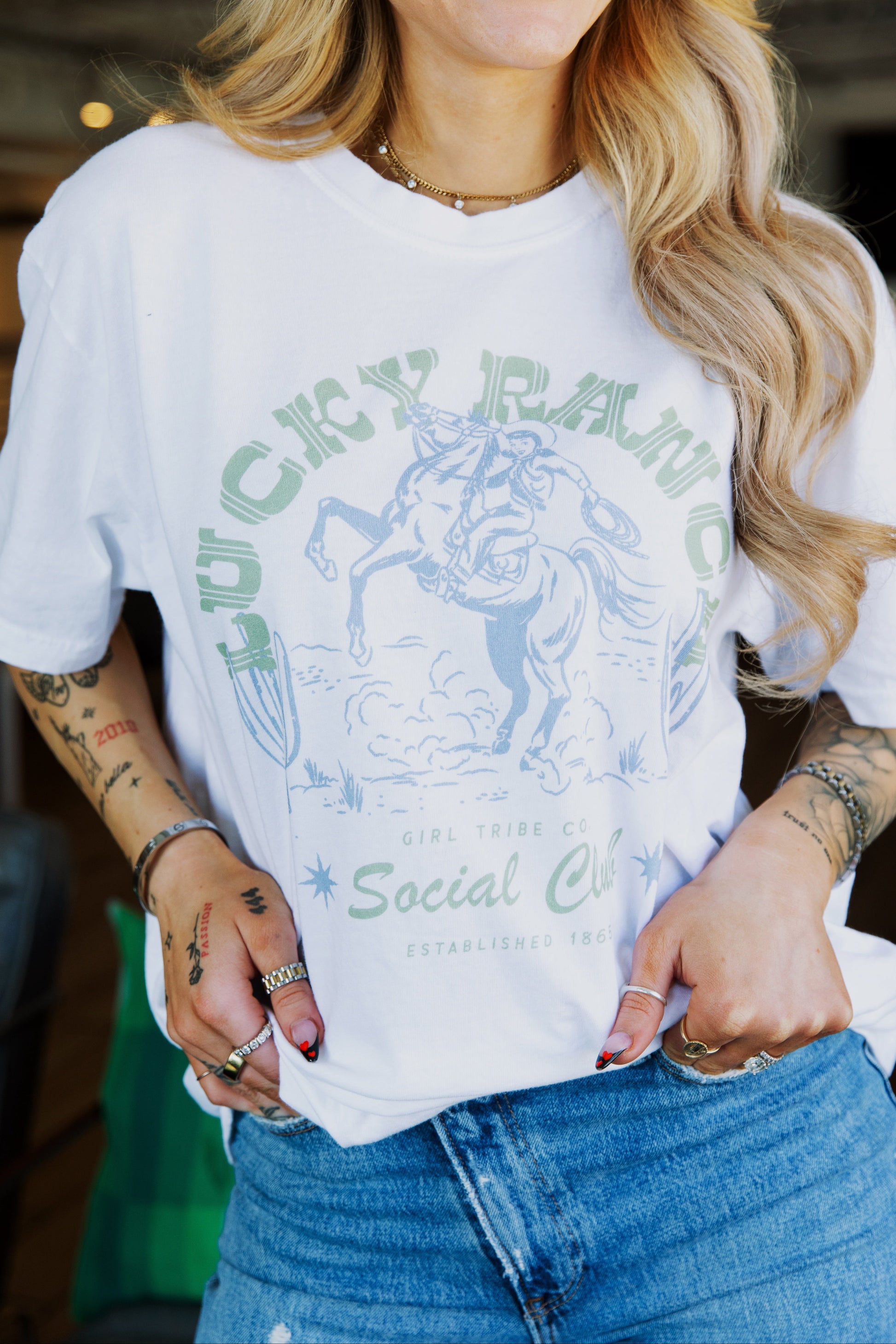 Coastal Cowgirl Collection - Lucky Ranch Social Club Tee - Girl Tribe Co.