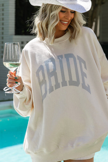 Classic Bride Sweatshirt In Ivory- Girl Tribe Co. Bride Collection 