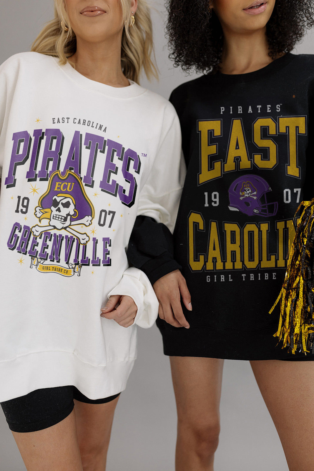 ECU Helmet Sweatshirt and Pirates Sparkle Sweatshirt- Girl Tribe Co. ECU X Girl Tribe 
