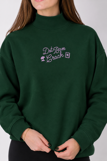 Dot Bam Crack Embroidered Mock Neck