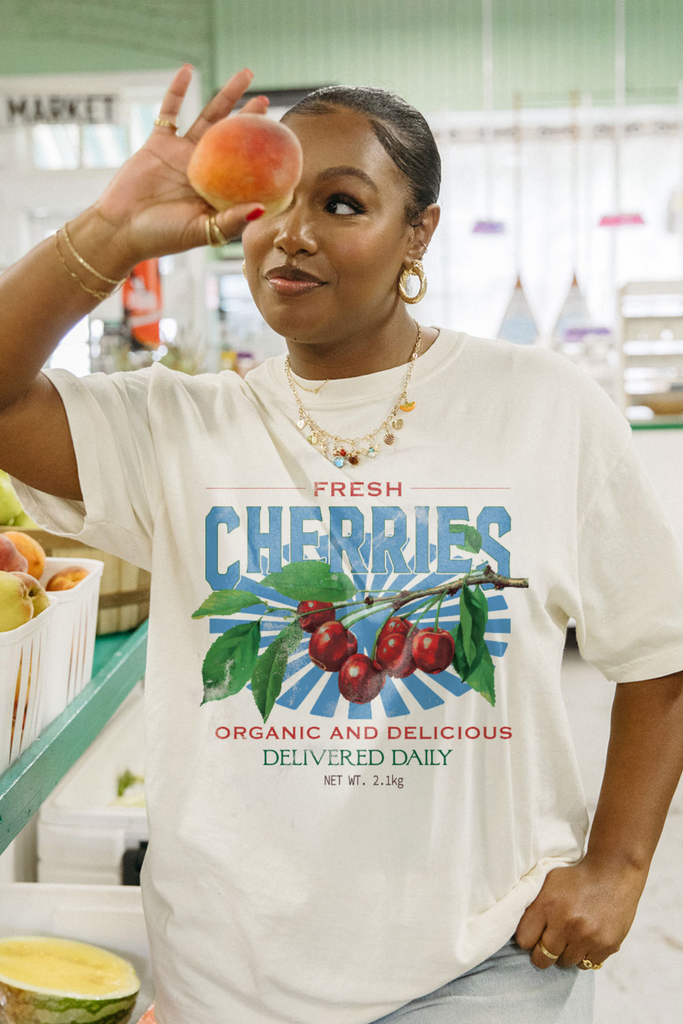 Fresh Cherries Tee- Girl Tribe Co. Farmers Market 