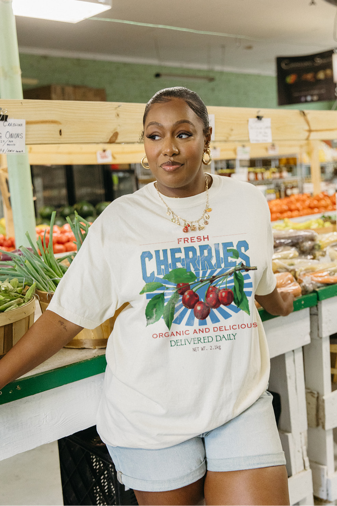 Fresh Cherries Tee- Girl Tribe Co. Farmers Market