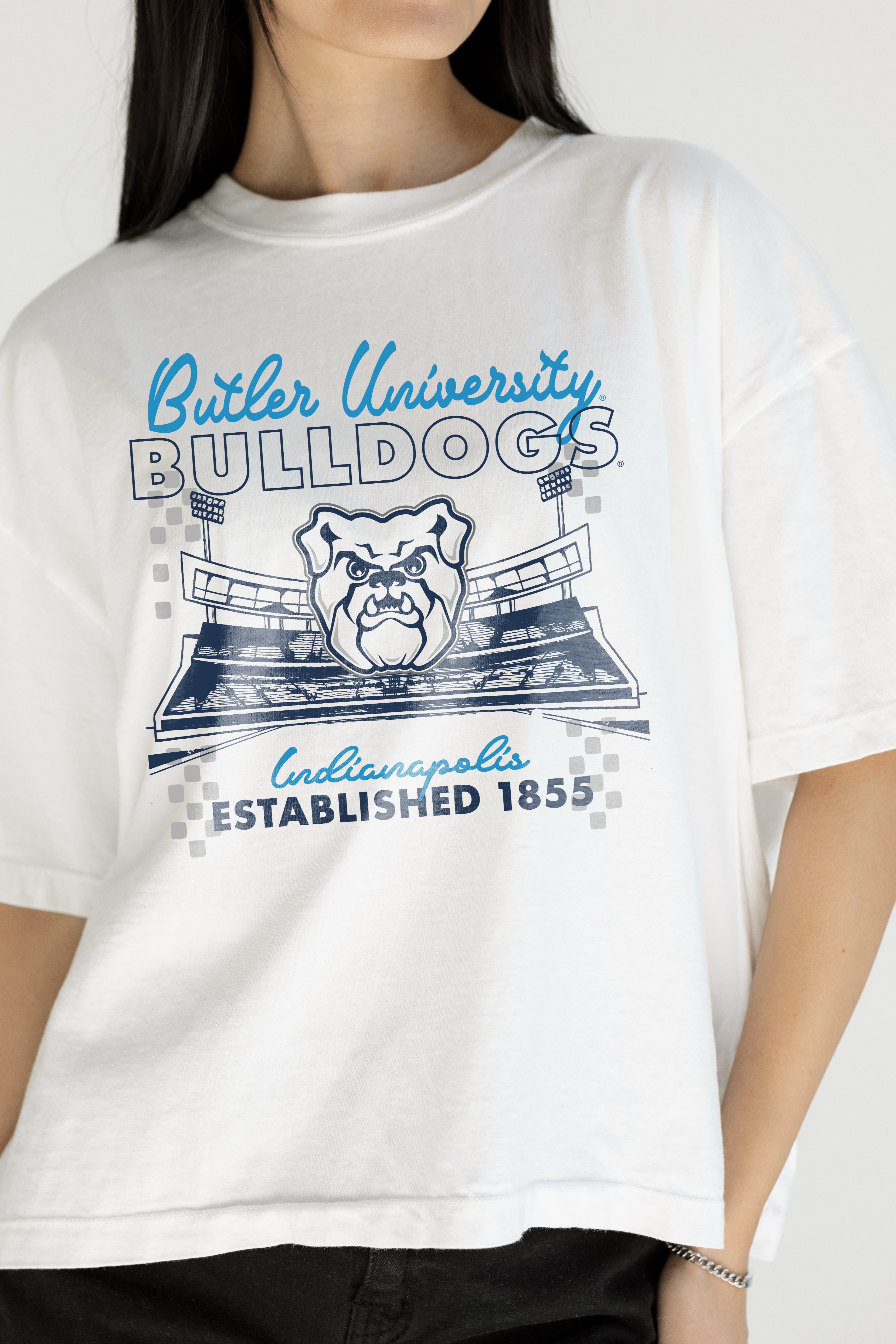 Butler University: Bulldogs Checkered Concert Crop Tee