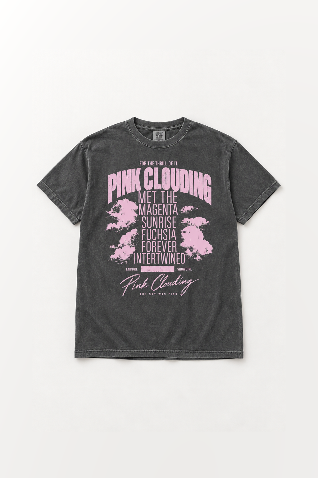 Model wearing the Pink Clouding Tee in Pepper