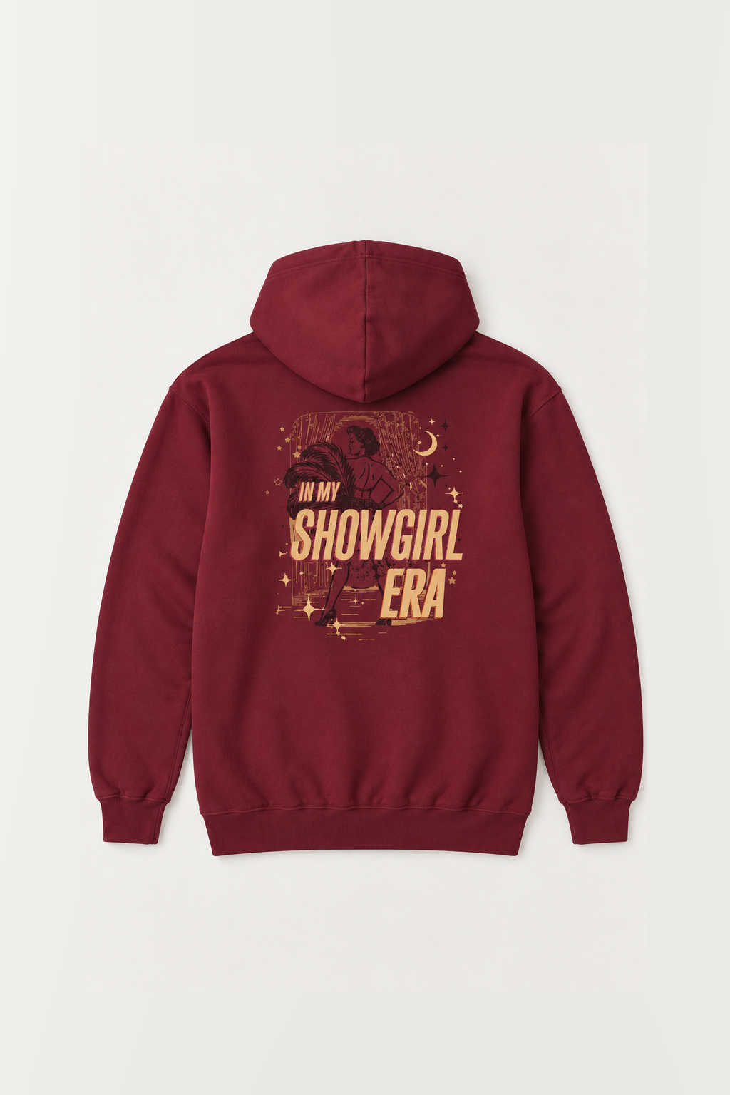 Showgirl Era Hoodie in Maroon flat lay - back