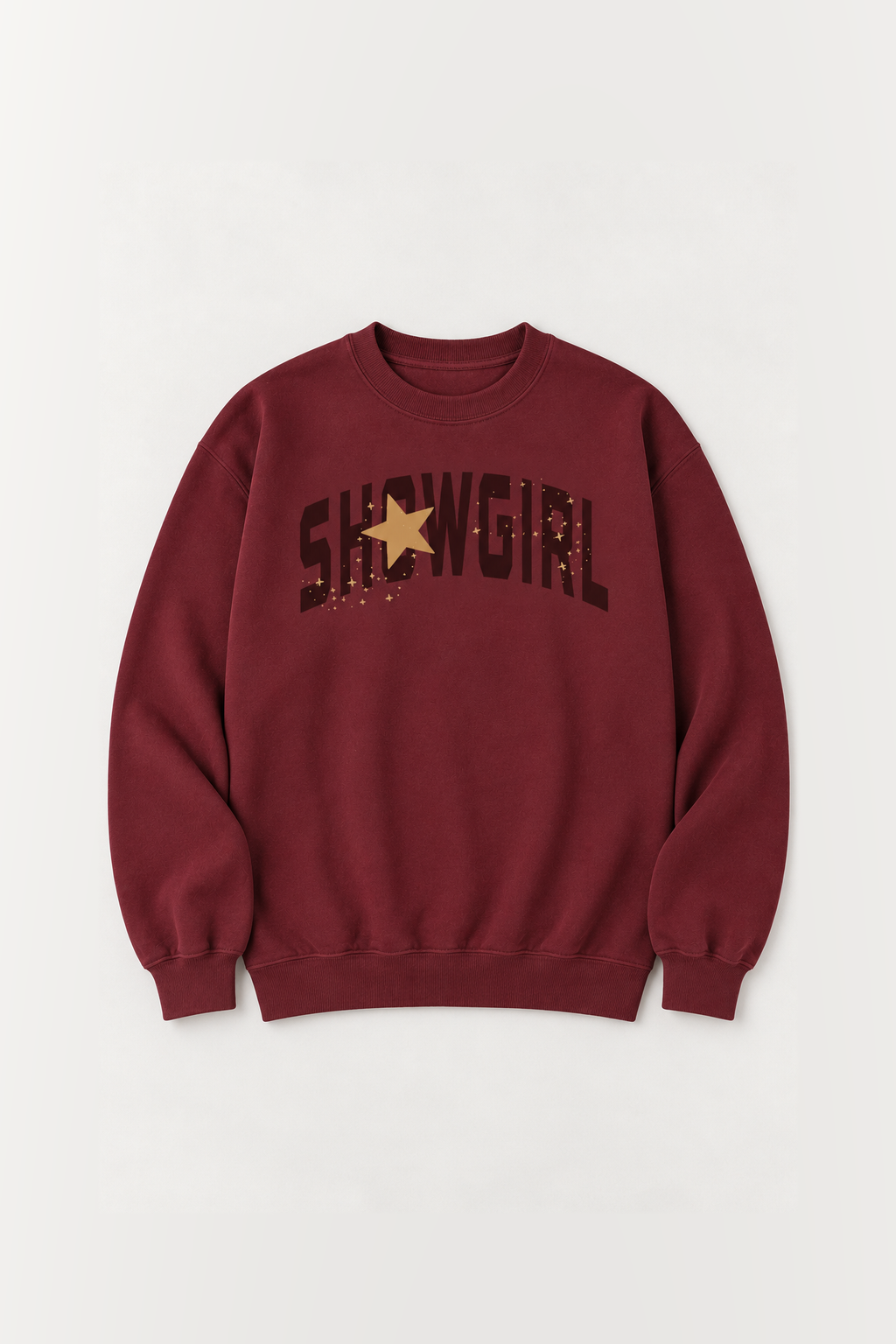 Showgirl Star Sweatshirt in Maroon flat lay