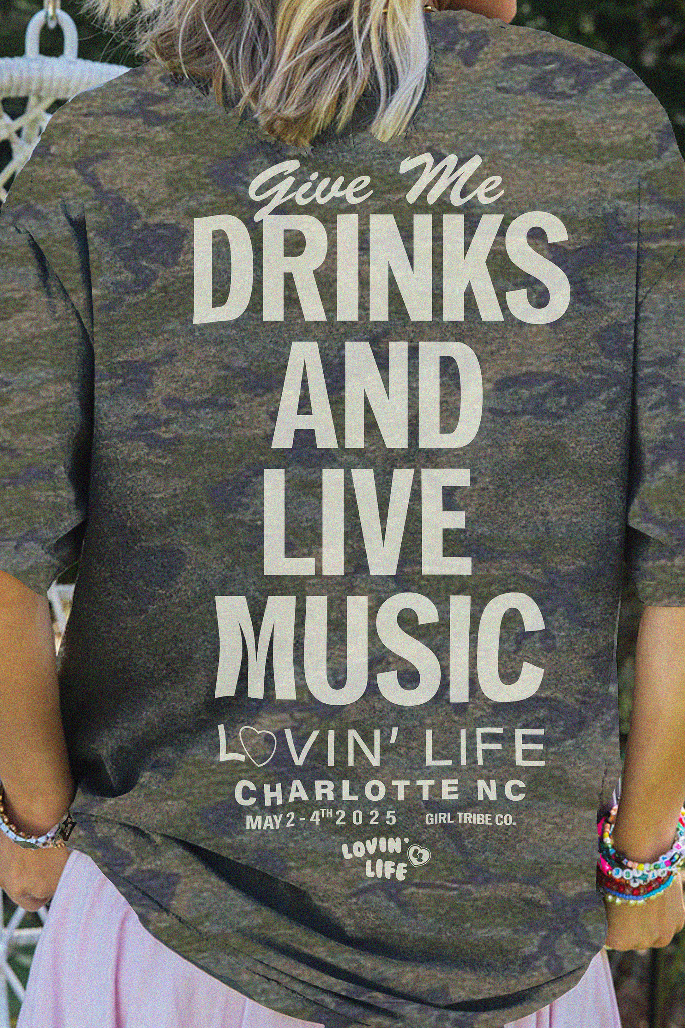 Camo Drinks And Live Music Tee