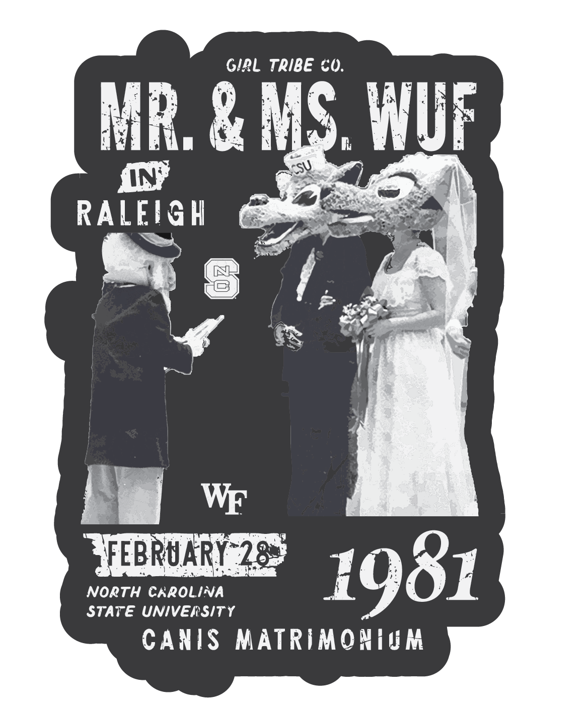 North Carolina State University: Wuf Wedding 1981 Sticker