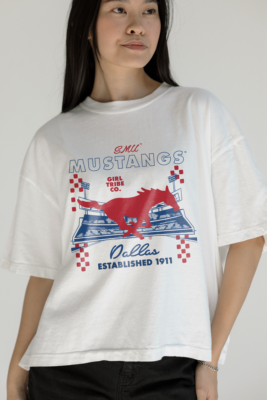 SMU: Mustangs Checkered Concert Crop Tee