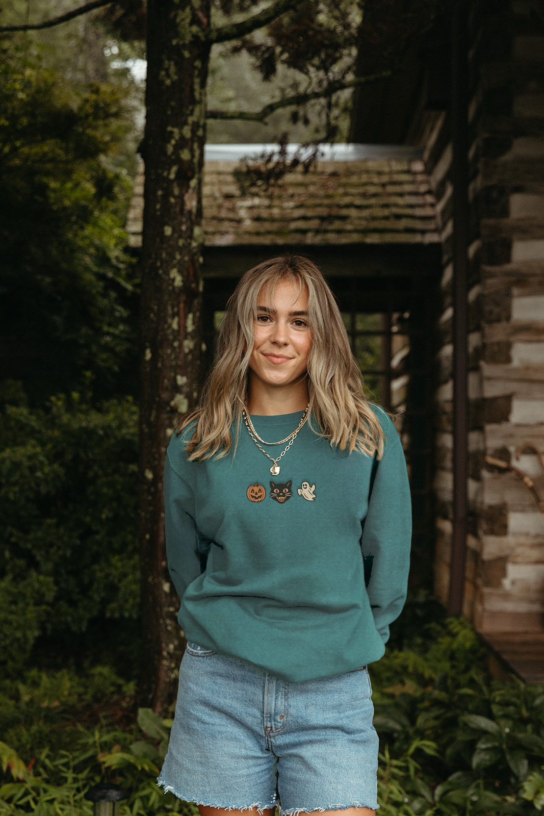 Vintage Halloween Icons Embroidered Sweatshirt