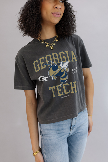 Georgia Tech: Buzz the Yellow Jacket Classic Crop Tee- Girl Tribe Co. GT X Girl Tribe 