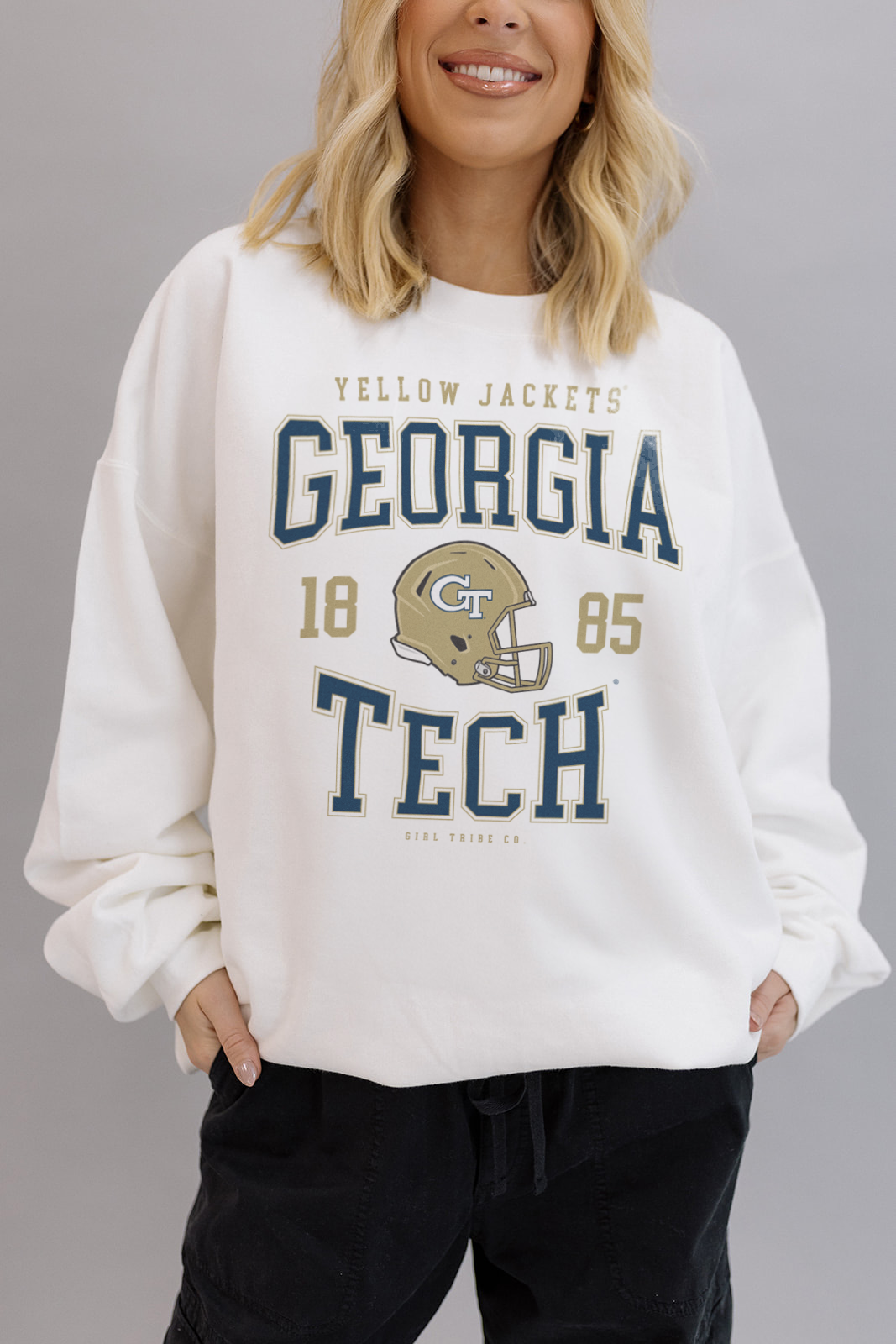 Georgia Tech: Georgia Tech Helmet Sweatshirt- Girl Tribe Co. GT X Girl 