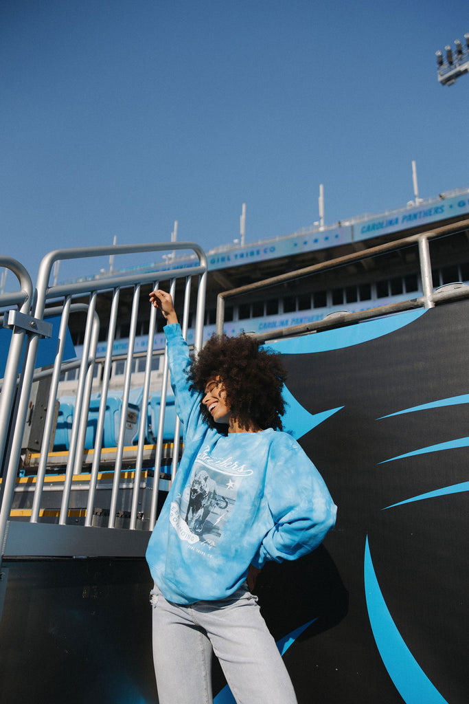 Carolina Panthers x Girl Tribe Co. Keep Pounding Tie Dye Sweatshirt