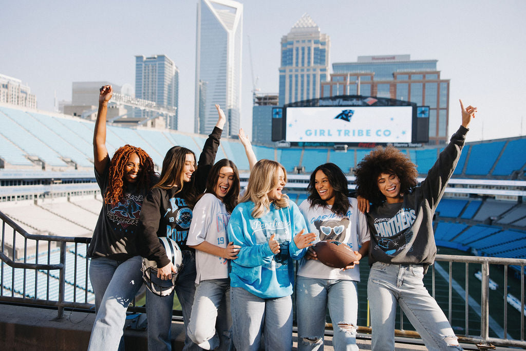 Carolina Panthers x Girl Tribe Co. Keep Pounding Tie Dye Sweatshirt