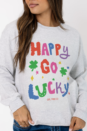 Happy Go Lucky Sweatshirt in Ash