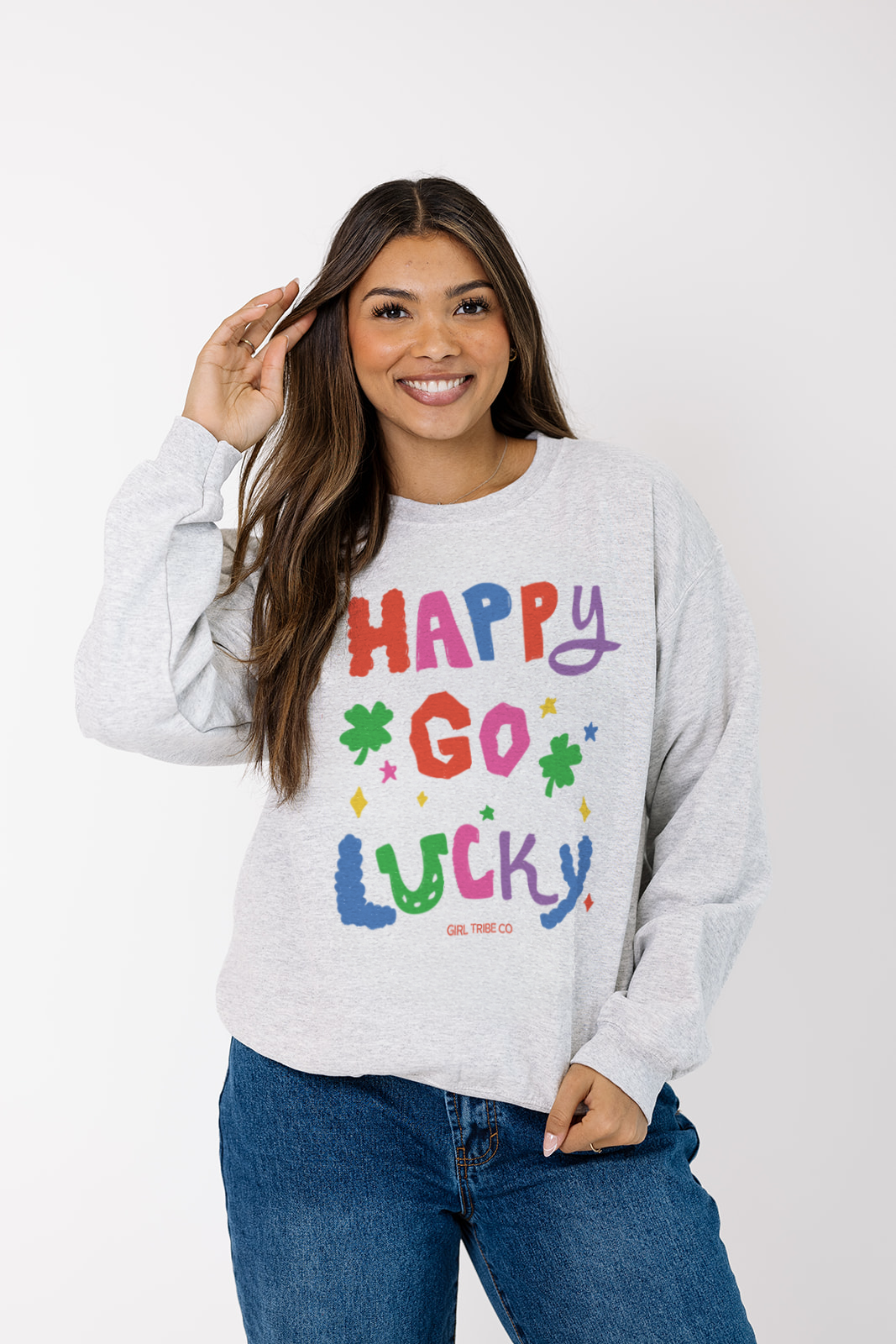 Happy Go Lucky Sweatshirt in Ash