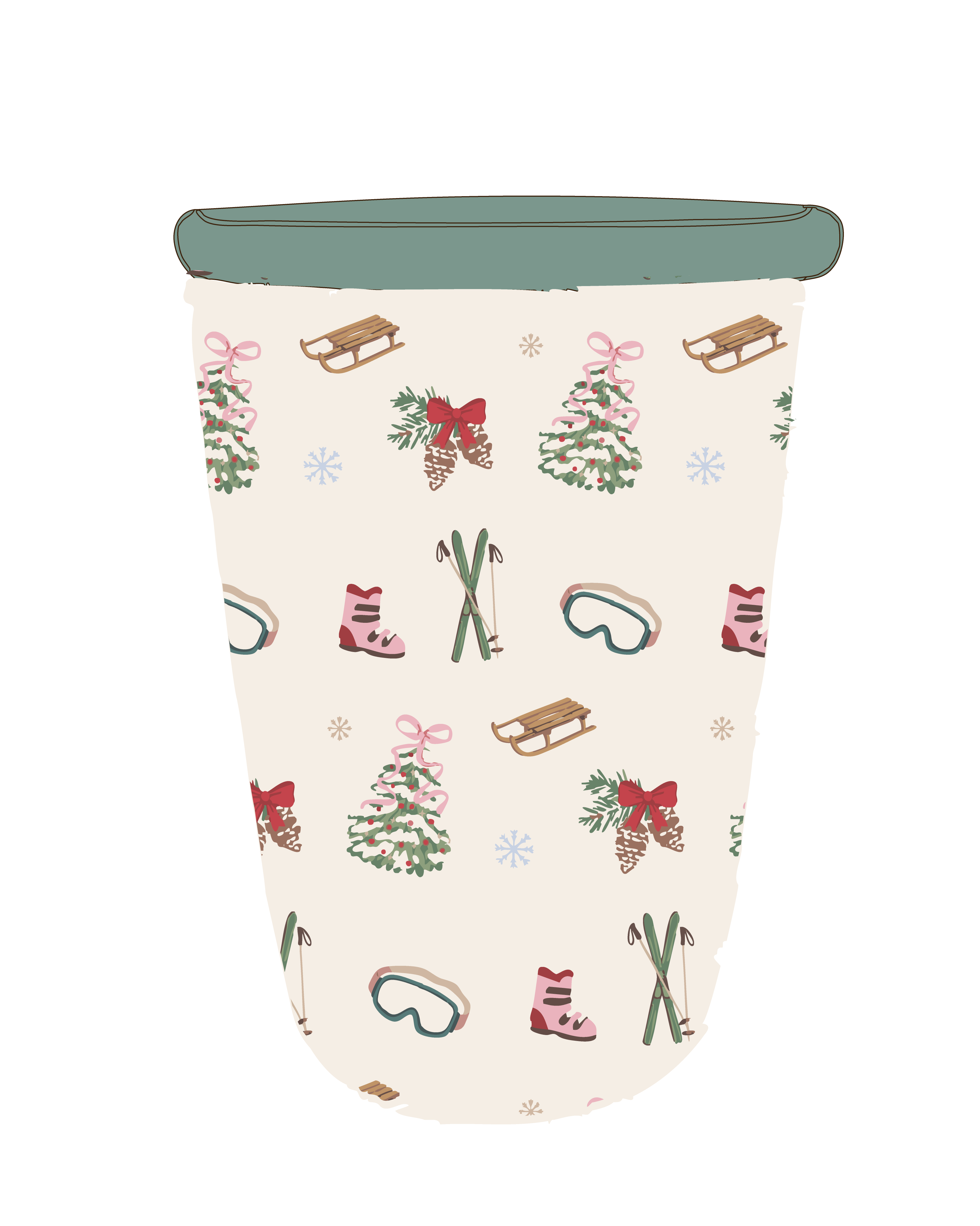 Iced Coffee Sleeve - Holiday Ski