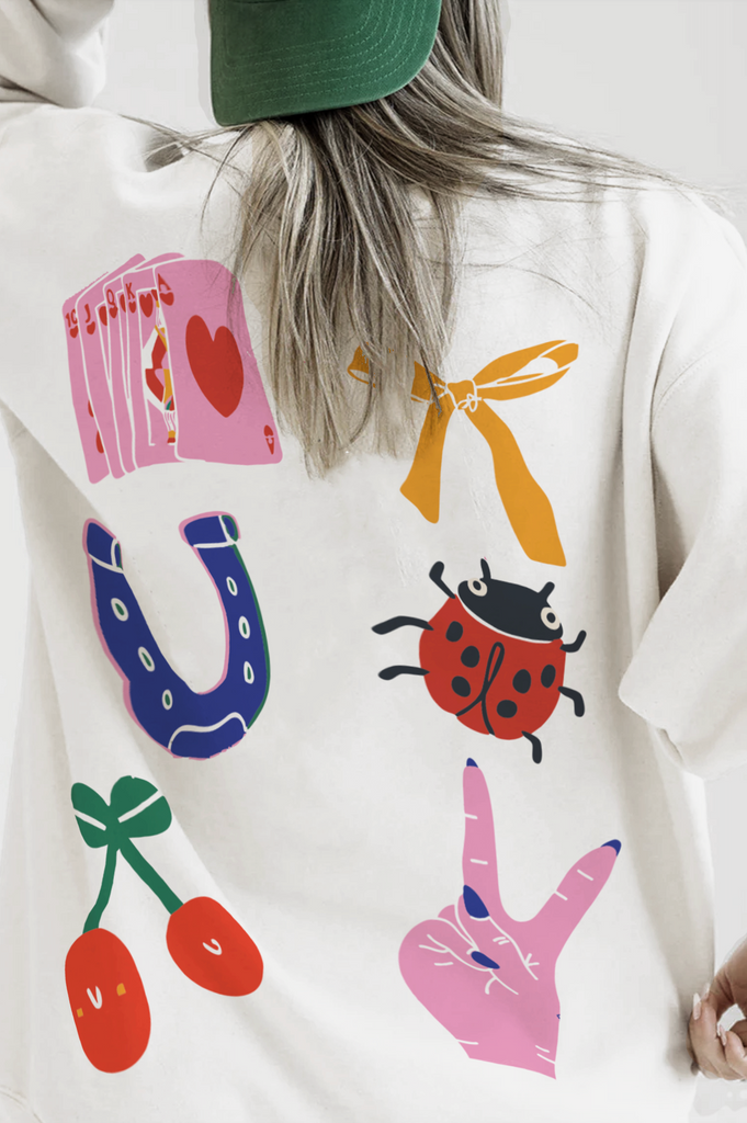 How Lucky Are We Sweatshirt  In White - Girl Tribe Co. Lucky Collection 