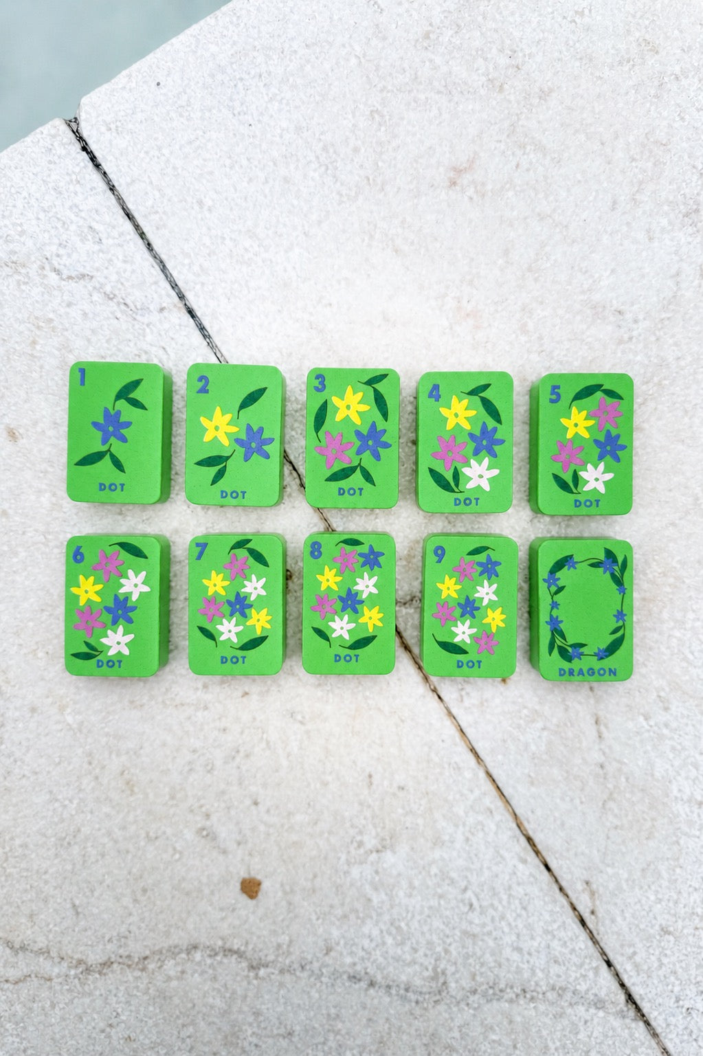 Floating Mahjong Tiles in bright green for the Pool