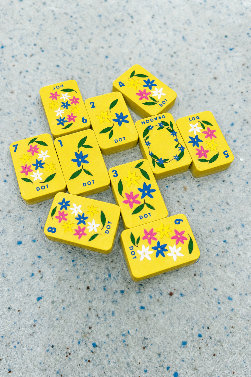 Floating Mahjong Tiles in Palm Springs yellow for the Pool