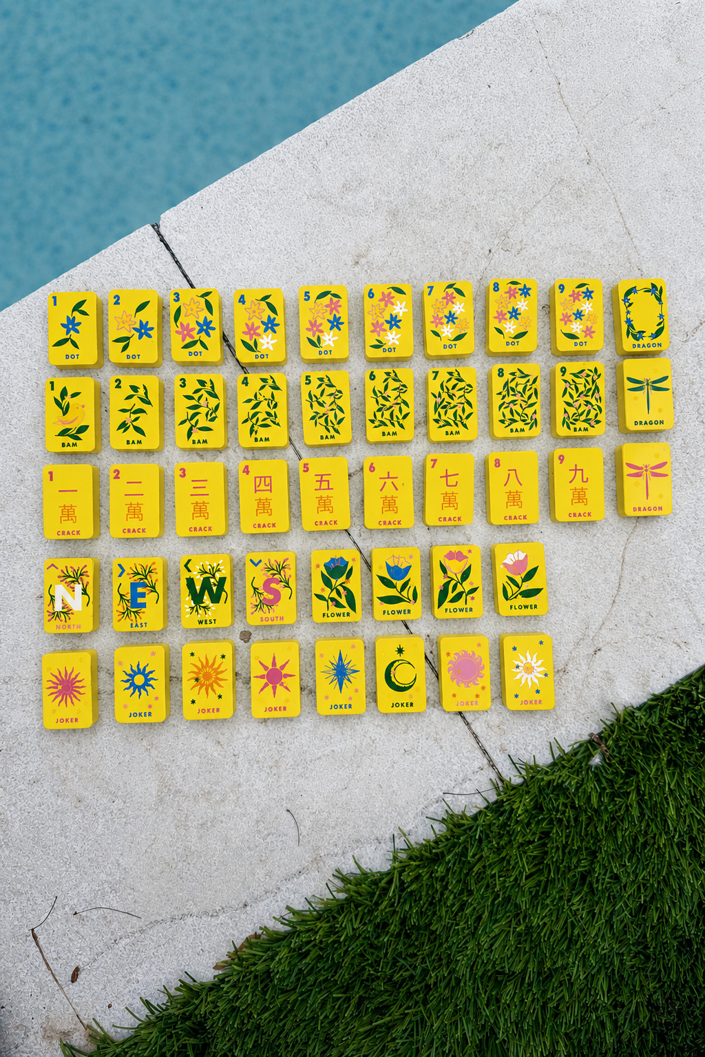 Floating Mahjong Tiles in Palm Springs yellow for the Pool