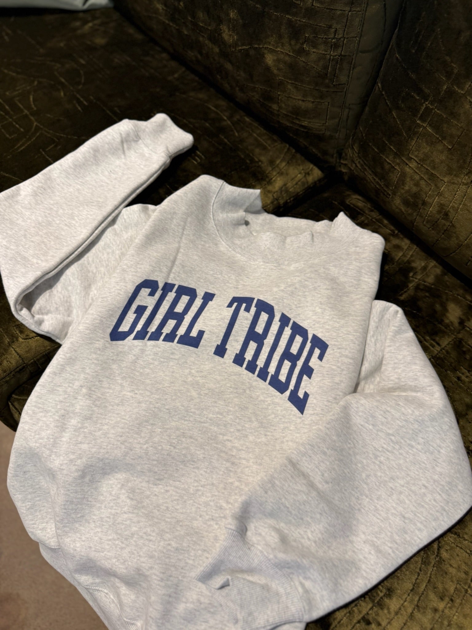 Navy Print Girl Tribe Mock Neck Sweatshirt