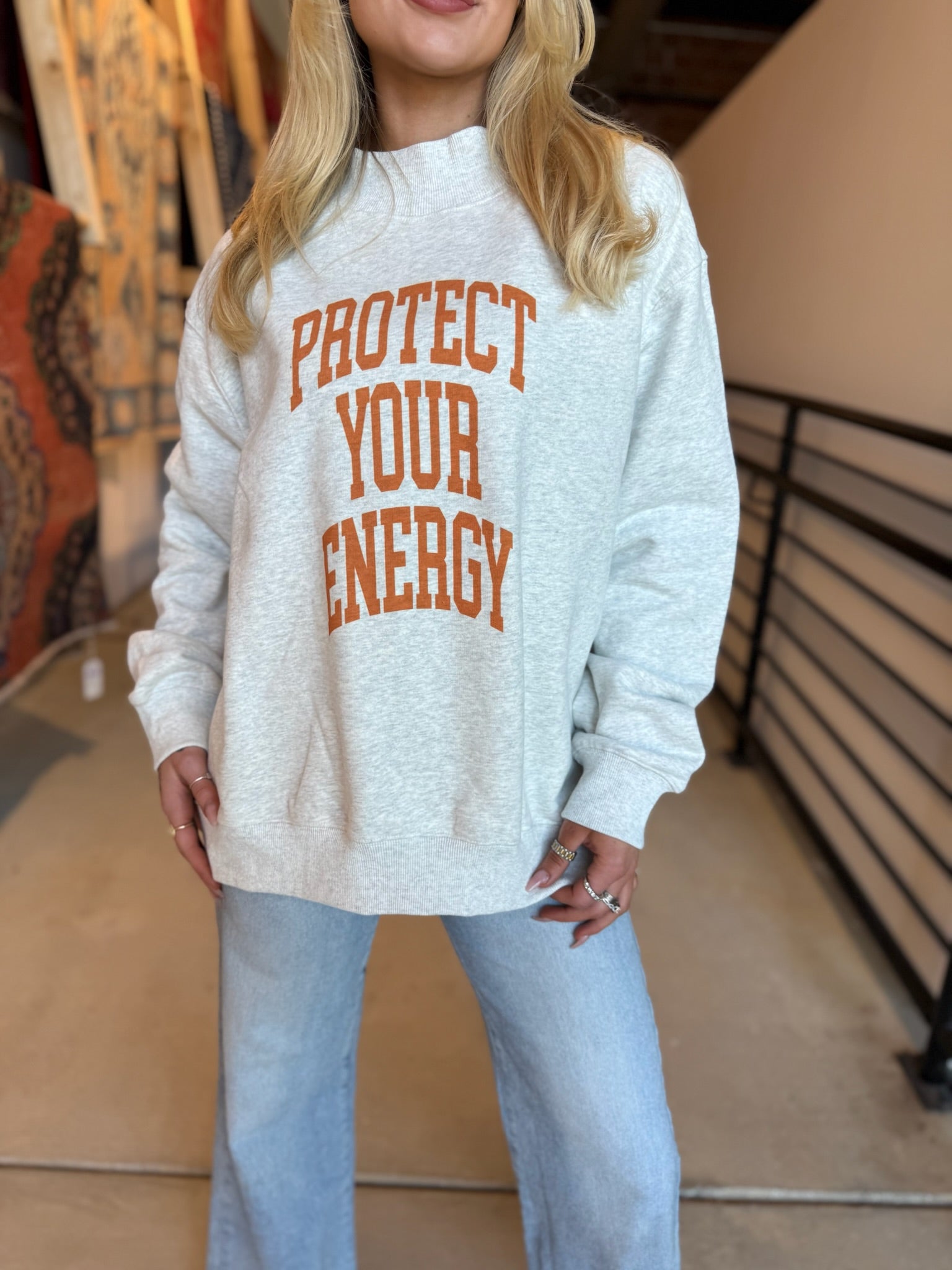 Protect Your Energy Mock Neck Sweatshirt