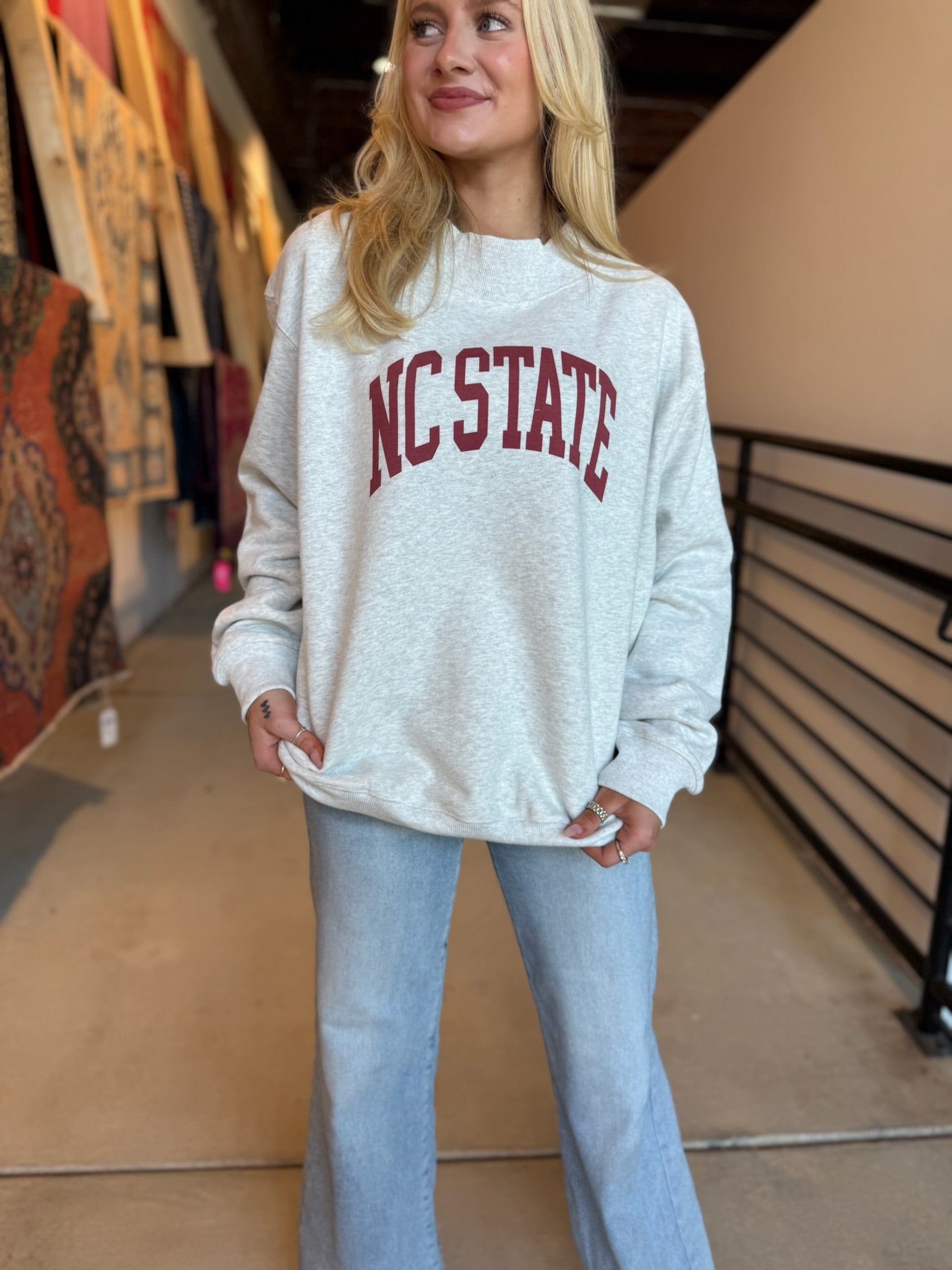 NC State University Mock Neck Sweatshirt