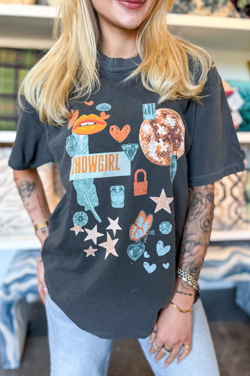 Showgirl Collage Tee in Pepper